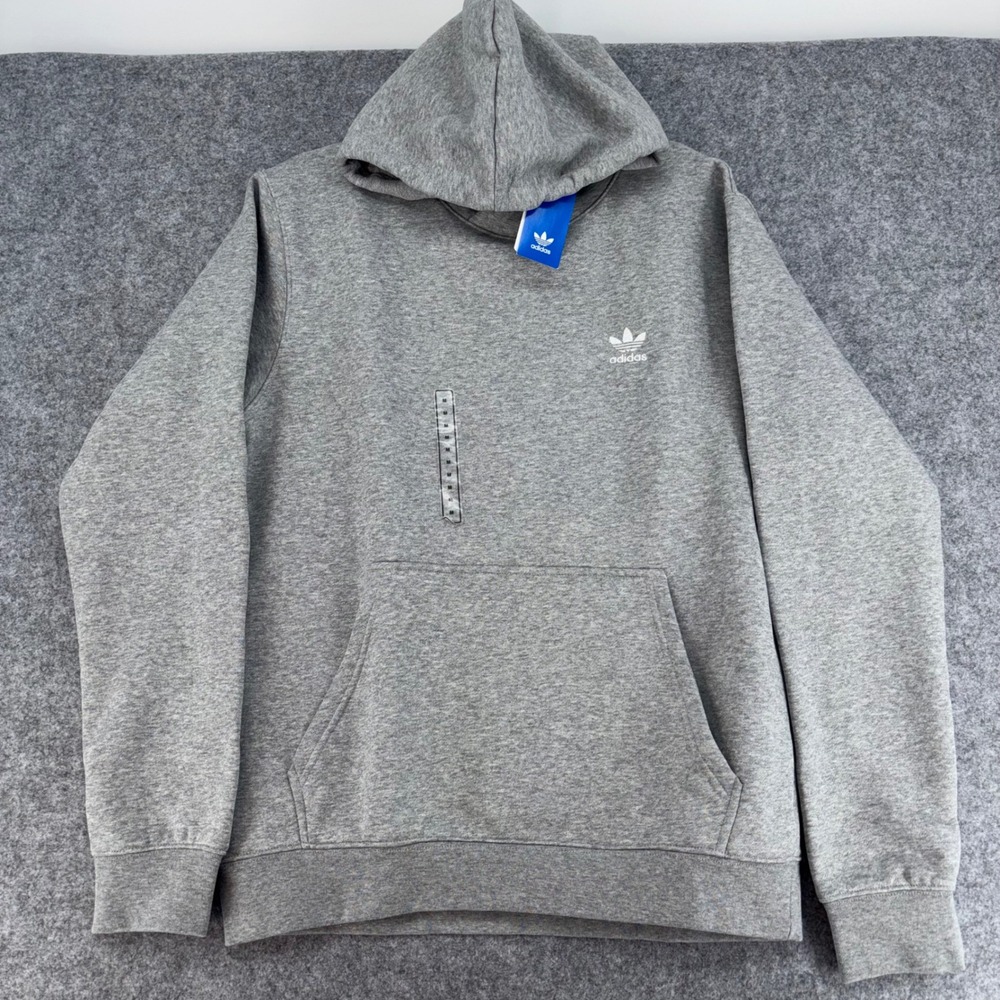 Adidas Originals Trefoil Hoodie Mens Medium Gray Heather Pullover Sweatshirt NEW